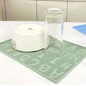 Manufacturer Custom Logo Non-Slip Silicone Dish Drying <b>Mat</b> Heat Insulation Counter Large <b>Sink</b> <b>Mat</b> Silicone Dish Draining Pad - Product Image 1