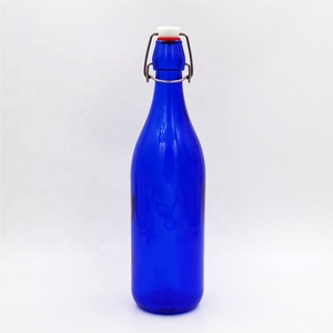 Giá rẻ 750ml Cobalt màu xanh Chai Thủy Tinh Rượu chai thủy tinh với <span class=keywords><strong>Swing</strong></span> <span class=keywords><strong>Top</strong></span> cho bia rượu Cà Phê Trà nước trái cây lạnh uống - Product Image 1