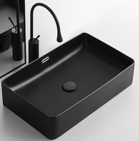 Lavabo de comptoir vert foncé nordique pour balcon, toilettes, lavabo simple en céramique noire de petite taille