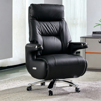 Chaise de bureau de direction de luxe avec repose-pieds, chaise de patron ergonomique inclinable en cuir, chaise pivotante à dossier haut pour ordinateur de bureau