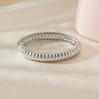Nouveau Bracelet Jonc Minimaliste Plaqué Or Côtelé Poli Miroir 2027 – Collection Printemps pour Femme – Idéal Cadeau