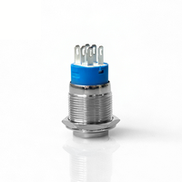 Interrupteur à bouton-poussoir verrouillable 19 mm, étanche, en métal, pour usage marin, marche/arrêt, bouton électronique, anneau LED, 5 broches, 1NO1NC
