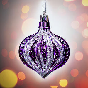 V 48 Glitter Teardrop Adornos de Navidad Juego de 5 - Product Image 3