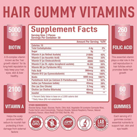 Vitamines capillaires en gommes pour adultes en gros (OEM) – Complexe vitaminique Biotine et Acide Folique – Saveur Baies Délicieuses – Renforce les Cheveux et Soutient l'Immunité