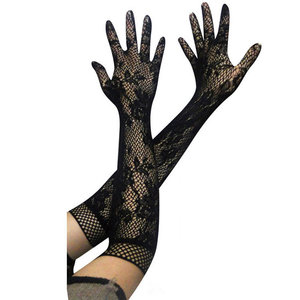 MIO mode dentelle florale mariée <span class=keywords><strong>gants</strong></span> femmes Vintage Nylon maille manches <span class=keywords><strong>gants</strong></span> Long Sexy <span class=keywords><strong>noir</strong></span> résille plein doigt <span class=keywords><strong>gants</strong></span> - Product Image 2