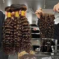Rambut Manusia Vietnam Mentah Berkualitas Tinggi, Terpasang Rapi, 8-40 inci, Tersedia, Rambut Virgin Remy Keriting Kinky dengan Closure