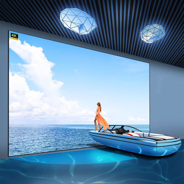 Large Size 180 200" Ambient Light Rejecting ALR Projection Screen Grey Crystal Narrow Fixed Frame 3D 4K for Long Throw Projector