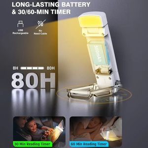 Nhà Máy Giá uốn cong 3-MÀU chế độ ánh sáng có thể sạc lại LED ánh sáng cho đọc sách có thể điều chỉnh cánh tay Clip USB cuốn sách LED Chiếu Sáng Đèn cuốn sách - Product Image 2
