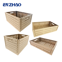 Caisse de rangement pliable en plastique avec finition bois, ventilée, robuste, empilable, avec couvercle à fermeture à pression pour usage domestique