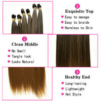 Extensions de cheveux naturels synthétiques longs et lisses en fibres organiques de protéines Yaki soyeuses de 24 pouces avec closure frontale