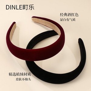 Diadema de Terciopelo DINLE para Mujer, Ancha, Moderna, Accesorio para el Cabello de Uso Diario, Color Sólido, Material de Poliéster - Product Image 2