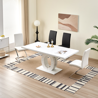 Table de salle à manger rectangulaire carrée en MDF en bois extensible de luxe moderne pour restaurant cuisine