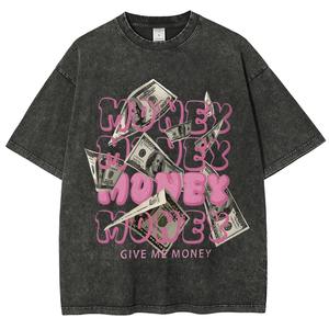 เสื้อยืดลายพังค์สไตล์100% เสื้อเจอร์ซีย์ผ้าฝ้ายพิมพ์ดิจิตอลเสื้อสไตล์ย้อนยุคฟอกสีขมแขนสั้นทรงหลวมกระชับ - Product Image 1