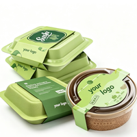 Boîtes rectangulaires en carton personnalisées, estampées à chaud, pour emballages alimentaires à emporter et étiquettes de scellage pour boîtes à manchon.