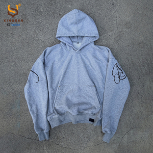 Sweat à capuche personnalisé en coton premium épais 500 g/m², imprimé graphique vintage au dos, brodé, coupe oversize pour homme - Product Image 3