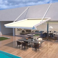 Auvent rétractable motorisé en aluminium avec cadre en aluminium, revêtement en poudre, pour terrasse, balcon, patio