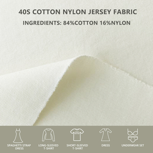 Tissu jersey extensible en coton et nylon 40S, largeur 185 cm, 230 GSM, matière tricotée élastique pour T-shirts, sous-vêtements et vêtements - Product Image 2