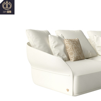 Ensemble de canapés d'angle modulaires de luxe de haute qualité en cuir véritable en forme de L, blanc, meubles de salon, pieds en acier inoxydable, accoudoirs incurvés