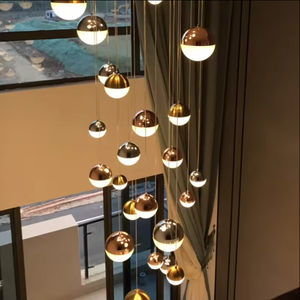 Zèle éclairage lampes suspendues grand long foyer plafond escalier luxe led verre cristal lustres - Product Image 2