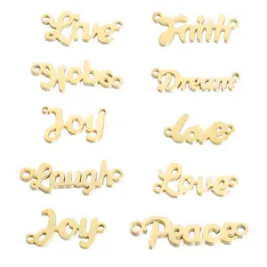 Benutzer definierte minimalist ische Frauen Schmuck 18 Karat vergoldet Edelstahl Schmuck Phrase Glaube Liebe Freude Frieden Anhänger