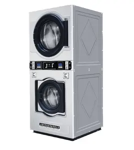 Good Quality 20kg High Capacity Coin Operated Stack Washer Dryer Safe Easy to Operate Double Stack Commercial Washer and Dryer