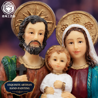Statue de la Sainte Famille en résine, figurine catholique Jésus Marie Joseph, peinte à la main, scène de la Nativité, décoration chrétienne pour la maison et l'église, cadeau