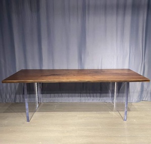 JS AD03 Bàn Ăn Bằng Gỗ Óc Chó Tro Kiểu Nội Thất Acrylic Tùy Chỉnh Cao Cấp Của Nhà Máy Phật Sơn Với Chân Trong Suốt Pha Lê Acrylic - Product Image 6