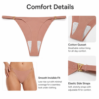 Culottes confortables et respirantes pour femmes, couleur unie, taille basse, une pièce, en soie glacée, sans couture, avec anneau métallique