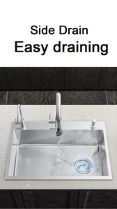 Lavello da Cucina Artigianale a Vasca Singola in Acciaio Inox con Tre Fori, Vendita Diretta dalla Fabbrica, Senza Rubinetto - Product Image 4