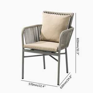 AJUNION Juego de comedor para exteriores de 7 piezas, marco de aluminio, mesa de comedor de madera de plástico, sillones de cuerda tejidos a mano, muebles de comedor de jardín - Product Image 3