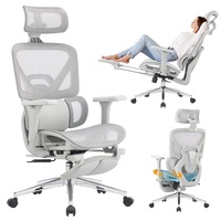 Chaise de bureau ergonomique professionnelle à dossier haut, assise en maille perforée grise, profondeur d'assise réglable, accoudoirs 3D, pour l'approvisionnement en mobilier de bureau
