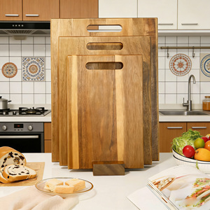 Set di 3 Taglieri in Legno di Acacia per Cucina, Set di Grandi Taglieri in Legno con Manico, Tagliere Spesso - Product Image 3