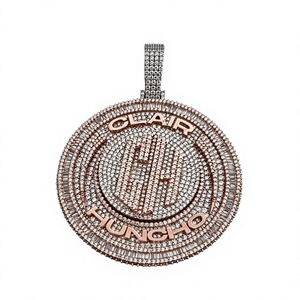 จี้คริสตัลเงินแท้ 925 รุ่น Clair Huncho Rose ประดับด้วยเพชรไมโครเพฟ ดีไซน์ฮิปฮอป เหมาะสำหรับทุกเพศ เป็นของขวัญ - Product Image 1