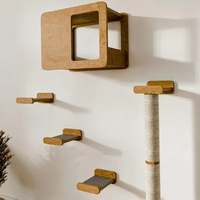 Lit mural moderne de luxe pour chat et étagères griffoir en bois et sisal meubles arbre à chat emballé dans un carton
