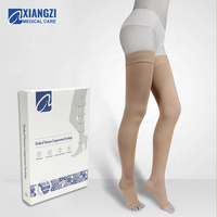 Chaussettes de compression médicales pour femmes, pour l'œdème et la récupération post-chirurgicale, chaussettes hautes jusqu'à la cuisse et bande antidérapante en silicone