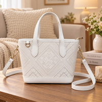 Sac fourre-tout décontracté en satin tissé à rayures brodées, inspiré du patrimoine, avec fermeture éclair, pour femme et jeune fille, mini sac traditionnel moderne avec bandoulière amovible