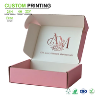 Kotak Pengiriman Bergelombang Warna Dusty Rose Kustom Dengan Interior Monogram Emas Rose untuk Kemasan Merek Apotek Grosir Massal