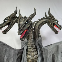 Dragon animatronique géant à trois têtes pour Halloween, créature Wyvern mobile effrayante, décoration de jardin extérieur pour maison hantée