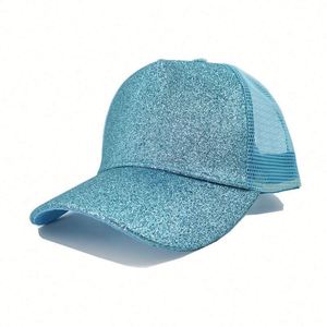 Gorras de Béisbol de Malla de Alta Calidad para Mujer con Cola de Caballo Alta, Sombreros Brillantes Rosas para Mujer al por Mayor - Product Image 6