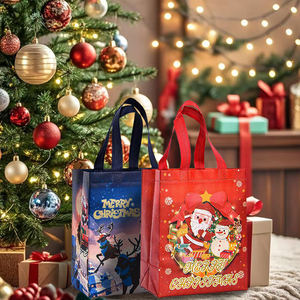 Sac fourre-tout à poignée réutilisable écologique cadeau de Noël personnalisé bonbons sac non tissé Logo lettre motif Shopping - Product Image 6