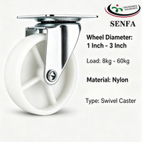 Roue pivotante silencieuse PP sans trace, rotation à 360 degrés, avec frein, 59x47mm, pour chaise de bureau et mobilier