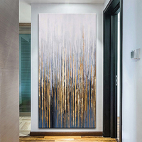Grande toile d'art abstraite texturée peinte à la main, lignes verticales, peintures à l'huile, décoration murale moderne pour la maison