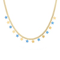 Chaînes en acier titane de luxe léger pour femmes, couleur or 18 carats, inaltérable, avec étoile bleue à cinq branches, style sportif et personnalisé