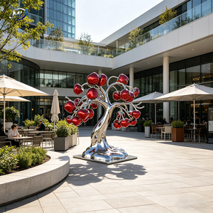 Silver-Plated Stainless Steel Cherry Tree Sculpture Polished Fruit Theme Home Decoration Irregular Shape - Product Image 5