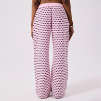 Set Hoodie dan Celana Jogger Wanita dengan Motif Polka Dot Pink Kustom, Bahan Campuran Katun Berlapis Fleece Premium yang Ramah Lingkungan, dan Potongan Santai.