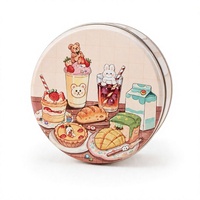 Boîte d'emballage alimentaire OEM en fer blanc pour gâteaux, boîte métallique ronde hermétique dorée avec fenêtre de présentation pour fournitures de boulangerie