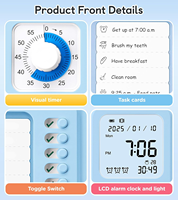 5-in-1 Visueller Timer ADHS-Hilfsmittel für Kinder und Erwachsene Aufgaben-Timer mit Aufgabenplan-Tafel Tägliche Checkliste für Schule Klassenzimmer Schreibtisch Zuhause