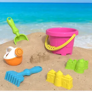 Verão crianças plástico areia escavação brinquedos coloridos pá jogar areia utensílios brinquedos de praia set 6 pcs praia areia molde brinquedos
