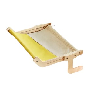 Hamaca de madera para gatos, cama rectangular a cuadros para mascotas, para ventana, balcón, estante para tomar el sol, muebles de madera maciza para el lado de la cama - Product Image 5