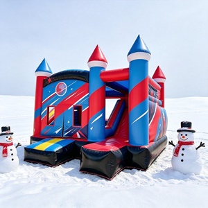 Château gonflable avec toboggan, thème spatial rouge et bleu, château gonflable commercial pour les fêtes <span class=keywords><strong>d</strong></span>'enfants, location pour événements - Product Image 4